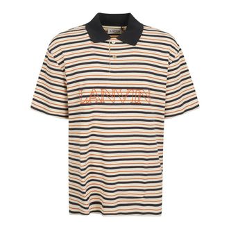 Lanvin Tops, Heren, Beige, S, Emb Short Sleeves Polo