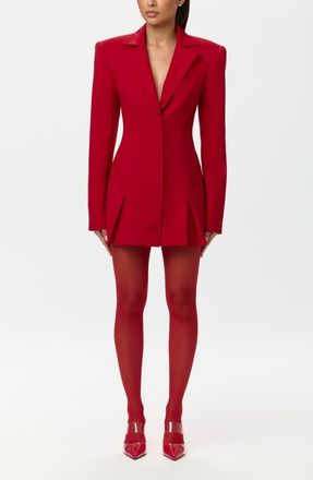 Naked Wardrobe Pleated Long Sleeve Suiting Blazer Minidress in Red at Nordstrom, Size X-Small
