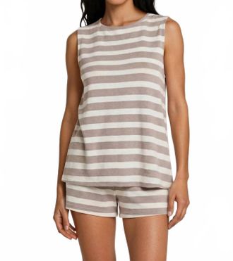 Gilli Soft Striped Tunic In Taupe/white