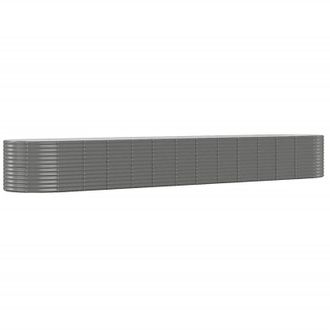 vidaXL Jardinera Arriate Acero Recubrimiento Polvo Gris 554x100x68 Cm Vidaxl