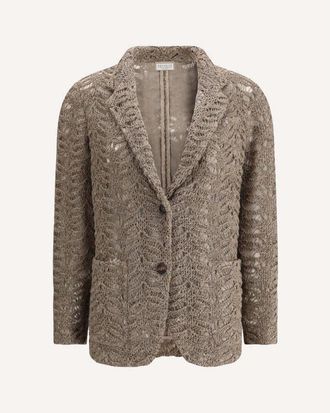 Brunello Cucinelli Light Brown Linen Blazer, Size X-Large