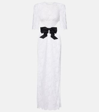 Shushu/Tong Bow-detail cotton-blend lace gown