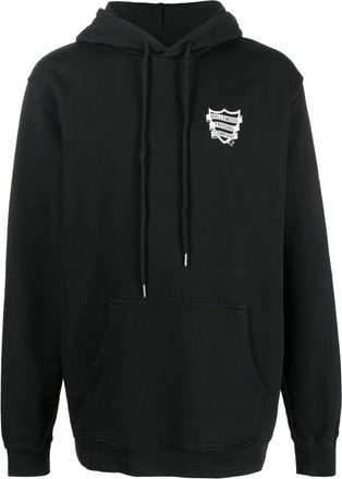 HTC logo-print cotton hoodie - men - Cotton - S - Black