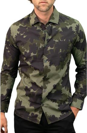 Lords of Harlech Norman Button-Up Shirt in Salerno Floral Sage at Nordstrom, Size X-Large