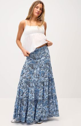 Twik Womens Crinkled ruffled-tier skirt