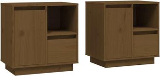 vidaXL Vidaxl - Mesitas noche 2 uds madera maciza pino marrón miel 50x34x50 cm