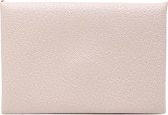 Herm&egrave;s Pre-owned Womens Chevre Mysore Calvi Card Holder - Ivory Leather - One Size