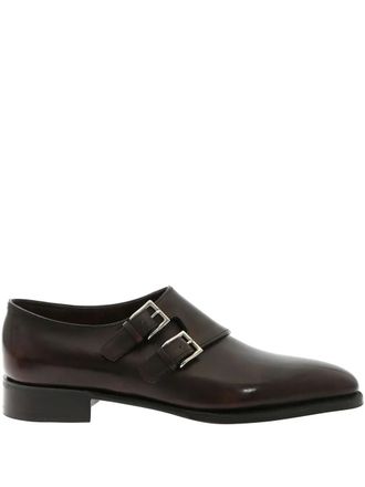 John Lobb double-buckle monk shoes - men - Calf Leather/Calf Leather/Calf Leather/Rubber - 10.5 - Brown