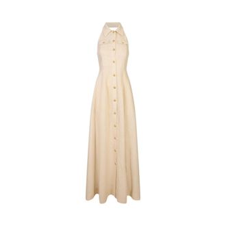 Alice & Olivia Kendall Linnen Maxi Jurk - Dames - Shirt Kleedjes - Wit - 2XS - Linnen - Kleedjes