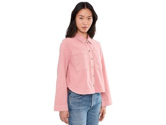 Liverpool L.A. Petite High/ Low Denim Shacket Womens Jacket Misty Blush : PXL, Cotton/Elastane/Lyocell