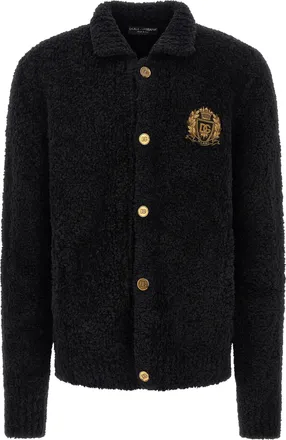 Dolce & Gabbana Black Alpaca Leather Mens Cardigan