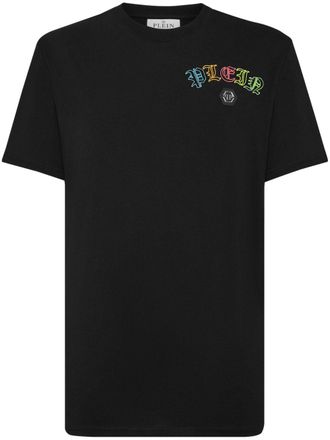 Philipp Plein logo-embroidered cotton T-shirt - Black