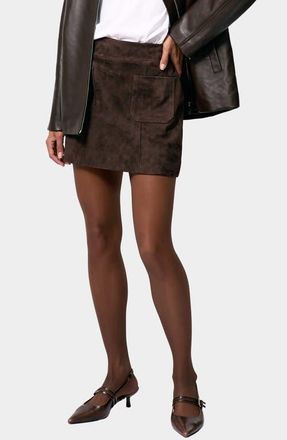Reiss Vida Suede Miniskirt in Chocolate Brown at Nordstrom, Size 14 Us