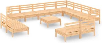 vidaXL 13 Piece Garden Lounge Set Solid Wood Pine vidaXL