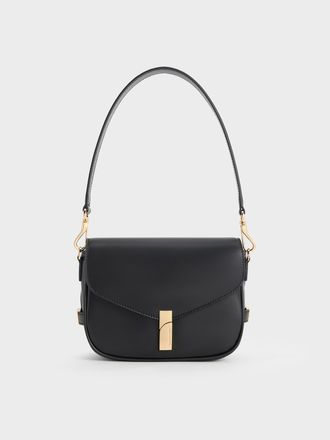 Charles & Keith Aurelia Metallic-Accent Saddle Bag