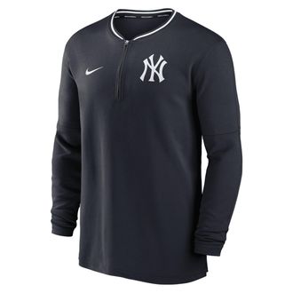 Nike New York Yankees Authentic Collection Nike Mens Dri-FIT MLB 1/2-Zip Long-Sleeve Top in Blue | 014G194NNK-2G4