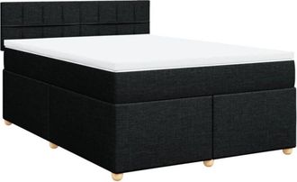 vidaXL Cama Box Spring Con Colch&oacute;n Tela Negro 140x190 Cm Vidaxl