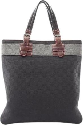 Loewe Pre-owned Tote Bags, female, Black, Size: ONE SIZE Pre-owned Anagram Canvas Leather Tote Bag