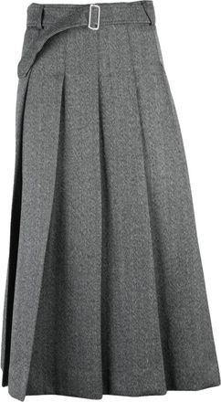 Officine G&eacute;n&eacute;rale Longuette Geplooide Rok - Dames - Midirokken - Grijs - XS - Wol - Rokken
