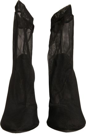 Dolce & Gabbana Black Silk Mesh Sock Style Heels Boots Womens Shoes (Pre-Owned)
