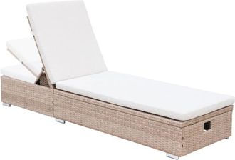 Sweeek Tumbona de resina tejida en poli&eacute;ster, multiposici&oacute;n, beige