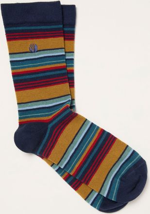Fat Face FatFace Teal Blue Striped Socks