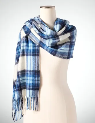 Talbots Cashmere Waterweave Scarf - Charming Plaid - Ivory - 001 Talbots