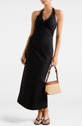 Ever New Tia Halter Midi Dress in Black at Nordstrom, Size 14