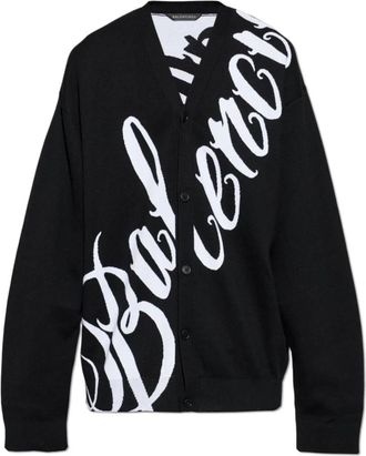 Balenciaga Logo Cardigan - Heren - Vesten - Zwart - XL - Katoen - Truien & Vesten