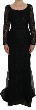 Dolce & Gabbana Bloemen Maxi-jurk met Nauwsluitende Pasvorm - Dames - Avondkleed - Zwart - XS - Katoen - Kleedjes