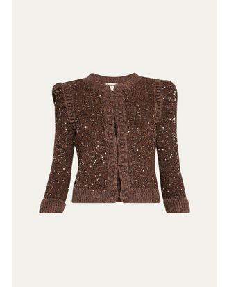 L'agence Thistle Sequined Knit Cardigan