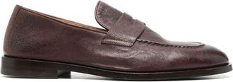 Brunello Cucinelli almond-toe flat-sole loafers - men - Calf Leather/Calf Leather/Calf Leather/Rubber - 42 - Brown