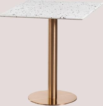 Sklum Mesa De Bar Cuadrada En Terrazo (60x60 Cm) Malibu Sklum Oro Rosa
