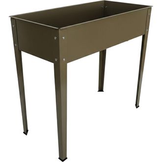 Relaxdays Relaxdays raised planter, garden, balcony & terrace, powder-coated steel, HxWxD: 80 x 85 x 40 cm, beige