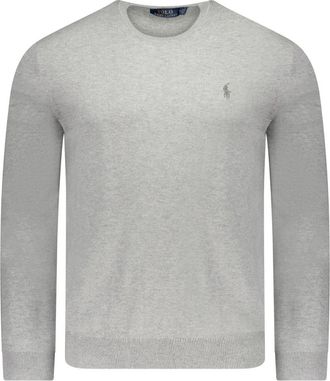 Polo Ralph Lauren Grijze Gebreide Trui met Ronde Hals - Heren - Ronde hals truien - Grijs - L - Katoen - Truien & Vesten
