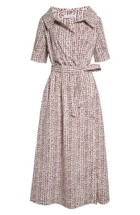 Altuzarra Lydia Stretch Cotton Poplin Midi Shirtdress in Strawberry Bluebell at Nordstrom, Size 12 Us