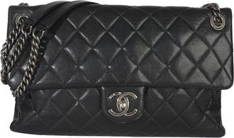 Chanel Black Quilted Leather Medium Burgundy Rocks Flap Bag (Authentic Pre-Loved)