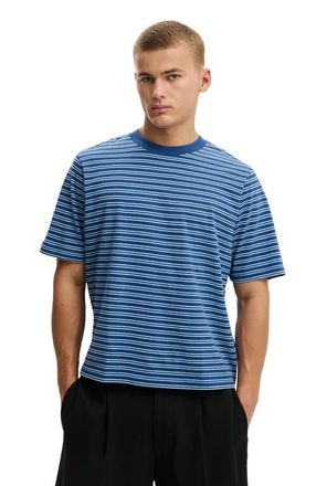 Cotton On Mens Cropped Fit T-Shirt in Cobalt Pearl Blue Stripe at Nordstrom, Size X-Large