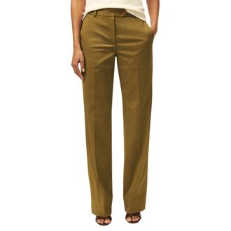 Brooks Brothers Wide-Leg Advantage Chino Broek - Dames - Wijde Broeken - Groen - XS - Katoen - Broeken