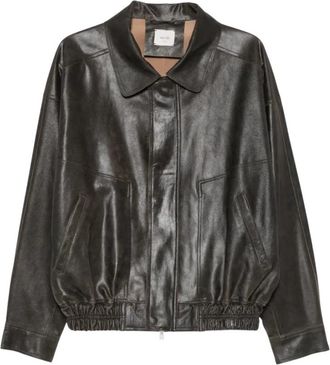 Alysi Leren Bomberjack - Dames - Bomber jackets - Bruin - S - Katoen - Jassen