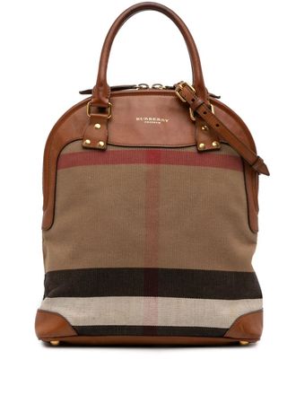Burberry 2000-2017 Medium Mega Check Canvas Bloomsbury Saddle satchel - women - Calf Leather/Canvas - One Size - Brown