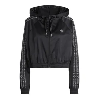 adidas Long Sleeve Training Tops, female, Black, Size: 2XS Pearl Cropped Zip Hoodie