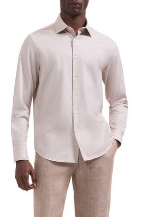 Bugatchi James OoohCotton Space Dye Button-Up Shirt in Sand at Nordstrom, Size Xxx-Large