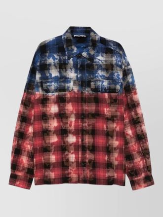 Palm Angels curved logo check long sleeve shirt