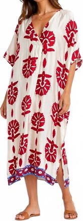 Anonyme Designers Print V-Neck Tunic Dress In Red/blue