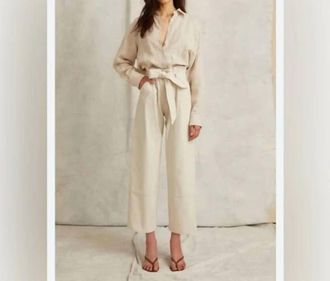 Marissa Webb Bo Paper Bag Canvas Patched Boyfriend Pant In Oat