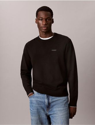 Calvin Klein Mens Logo Tech Knit Sweater - Black - 2XL