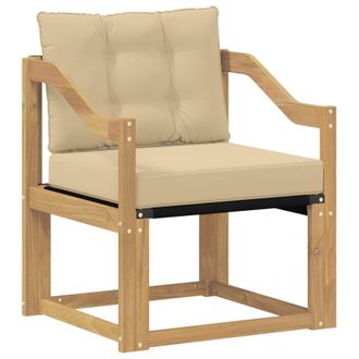vidaXL Sof&aacute; De Exterior Madera De Acacia S&oacute;lida Blanco Y Beige Vidaxl