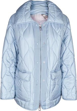 Duno Winter Jackets, female, Blue, Size: XS Quilted Short Jacket with Shirt Collar