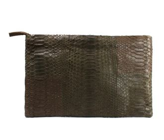 JOHNNY RAMLI Khaki Snakeskin Clutch